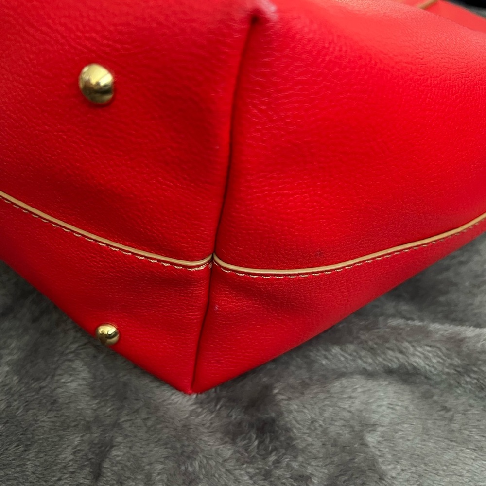 Classic Lauren Ralph Lauren Red/Beige Leather Tote Bag. - Picture 13 of 16